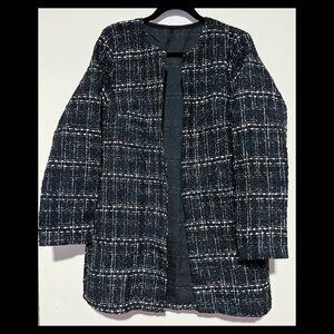 SHEIN Womens Black White Plaid Long Sleeve Textured Blazer Jacket XL/12 NWOT